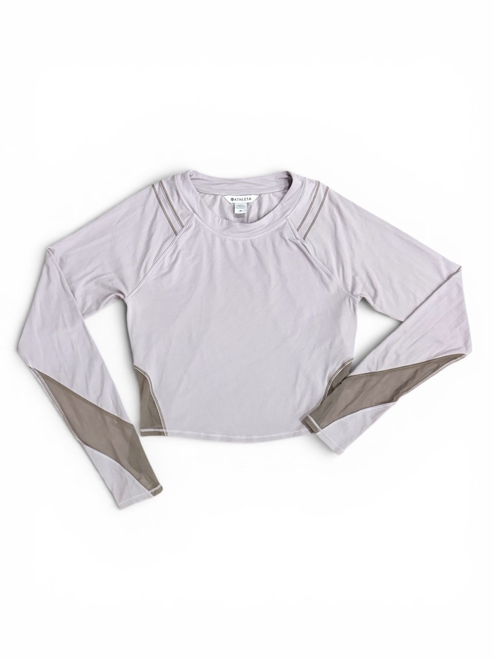 Athleta Ignite Top Lavender Gray Mesh Panel Crop Athletic Top Medium